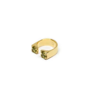 New Anellino Gothic Towers Argento Placcato Oro e Peridoti Anelli