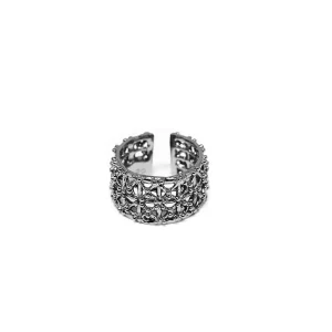 Sale Anello Gasometro Basso Bronzo Placcato Rodio nero Anelli