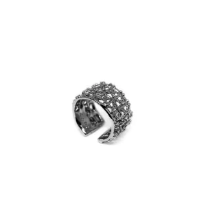 Sale Anello Gasometro Basso Bronzo Placcato Rodio nero Anelli