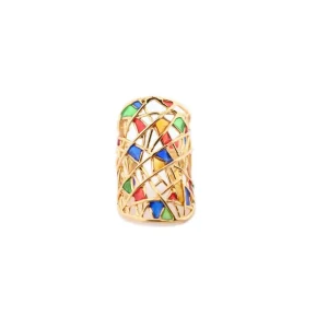 Fashion Anello Gate of Paradise Argento Placcato Oro e Smalti Anelli