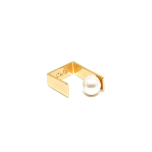 Discount Anello Kyoto Thin Bronzo Placcato Oro e Perla Anelli
