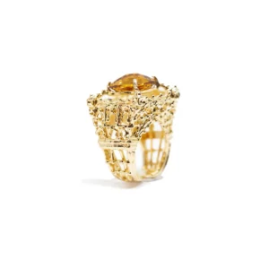 Best Anello Notre Dame Bronzo Placcato Oro con citrino idrotermale Anelli