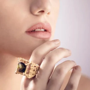 Best Anello Notre Dame Bronzo Placcato Oro con citrino idrotermale Anelli