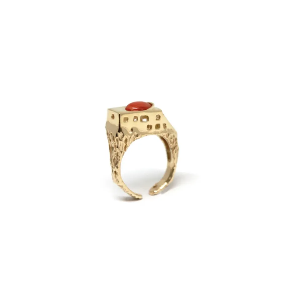 anello_villa_malaparte_in_1-3.webp Discount Anello Villa Malaparte in Argento Placcato Oro con Corallo Anelli