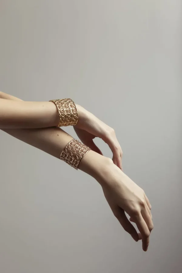 Clearance Bracciale Basso Gasometro Bronzo Placcato Oro Bracciali