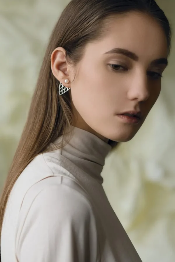 Outlet Ear Jacket Hangar Argento 925 con Perle Orecchini