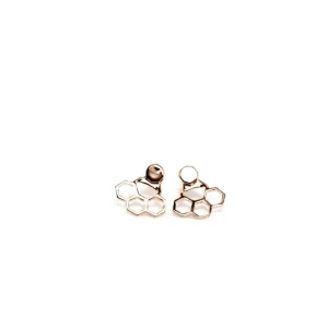 New Ear Jackets Esagonini Bronzo Placcato Oro Orecchini