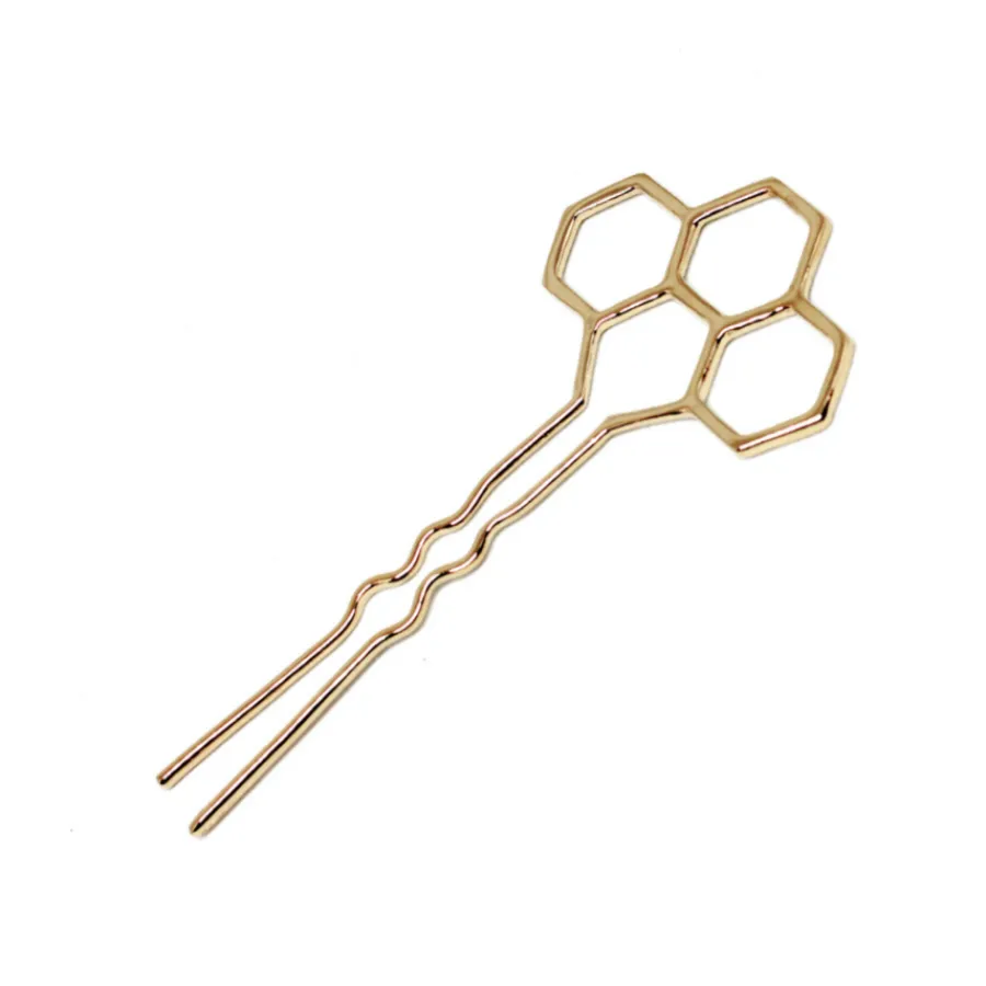 fermaglio_hexagon_bronzo__0.webp Online Fermaglio Hexagon Bronzo Placcato Oro Accessori Per Capelli