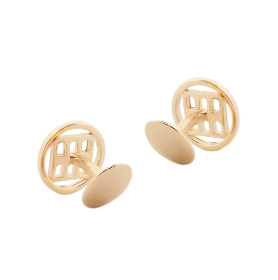 gemelli_colosseo_quadrato_1-1.webp Fashion Gemelli Colosseo Quadrato argento placcato oro Gemelli | Per Lui