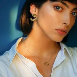 Fashion Orecchini Pianta Castello Argento Placcato Oro Orecchini