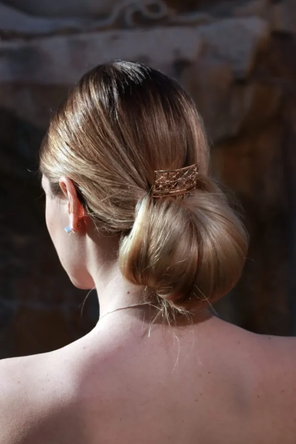 New Pettinino Gasometer Bronzo Placcato Oro Accessori Per Capelli